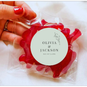 Stickers For Wedding Candy Cookies Bag Sea Mist