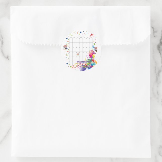 Stickers, Happy Birthday Calendar November 2022 Classic Round Sticker (Bag)