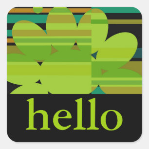 stickers hello with mod flower lime green