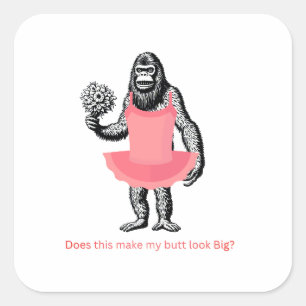 Stickers, humourous, whimsy, bigfoot, funny, square sticker
