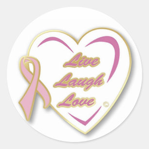 Stickers  Live Laugh Love Heart & pink ribbon