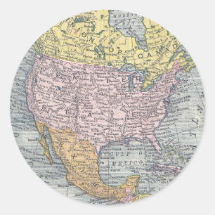 Stickers: Map of North America, 1921 Classic Round Sticker