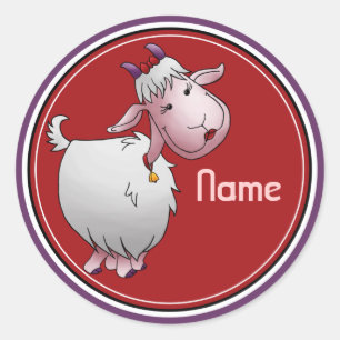 Stickers, Name Template, Cute Goat Cartoon Classic Round Sticker