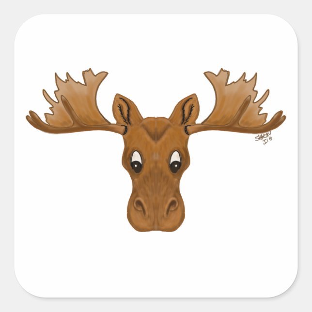 Stickers of moose,  cartoon drawing (Front)
