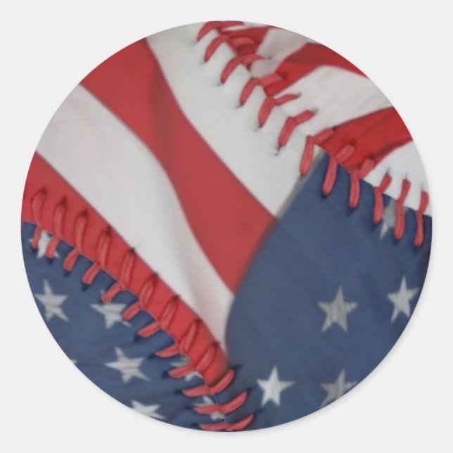 Stickers/Patriotic Baseball Classic Round Sticker (Front)