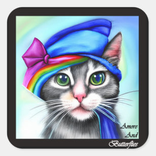 #stickers Stylish Cat Model 2 Square Sticker