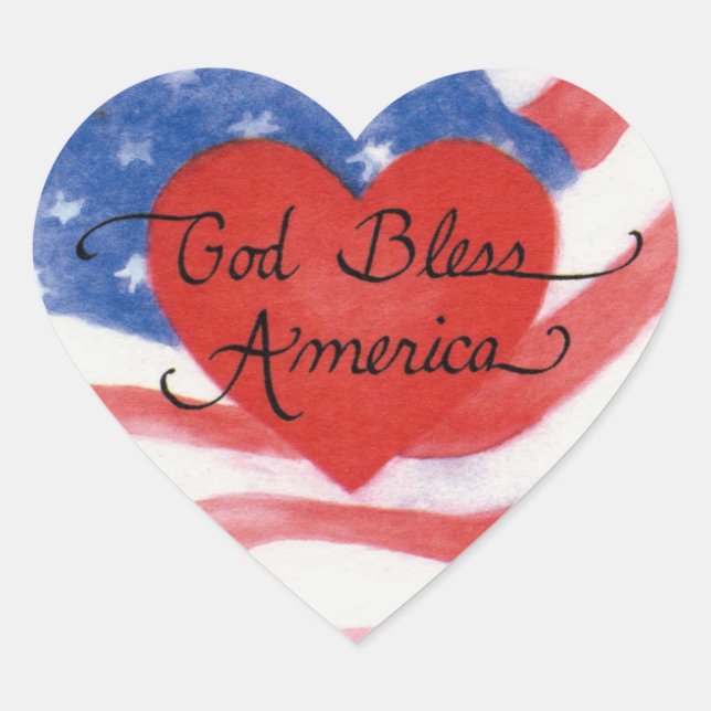 Stickers USA God Bless America Heart (Front)