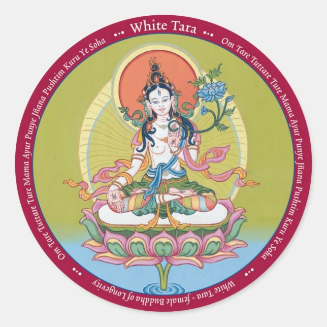 STICKERS White Tara - with mantra (Front)