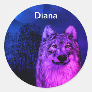 Stickers with a grey and white wolf