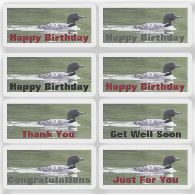 Stickers With Loons and Text To Personalise (Front)
