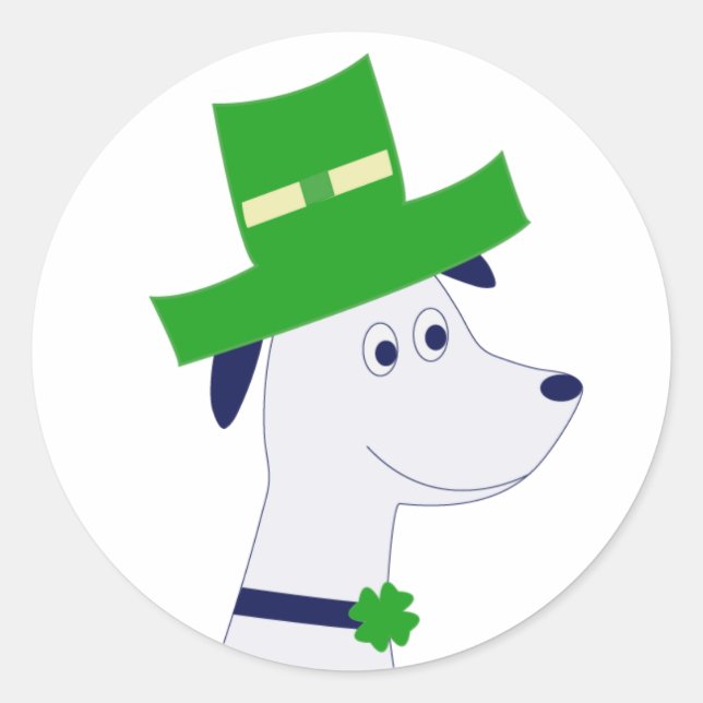 Stickers with St. Patrick's Day dog and clover (Front)