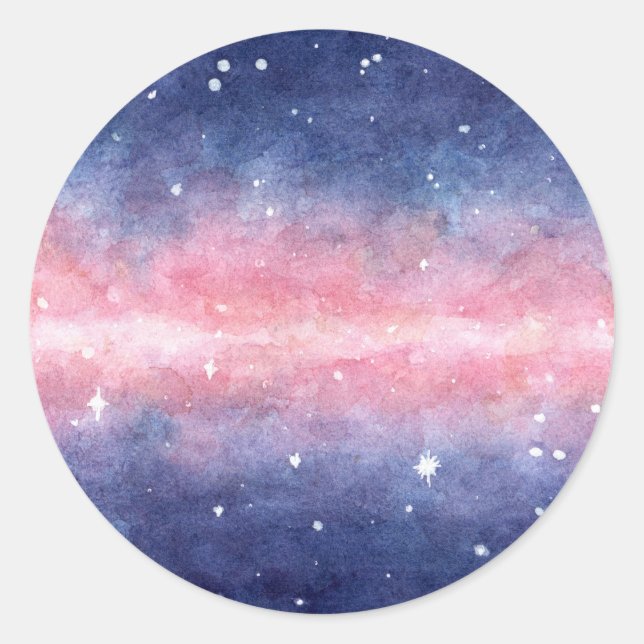 Stickers with watercolor space illustration (Front)