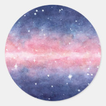 Stickers with watercolor space illustration