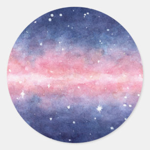 Stickers with watercolor space illustration