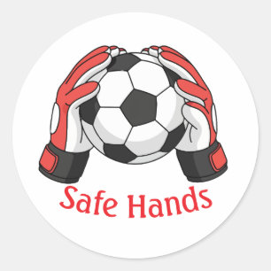 StickerSafe Hands Goalie Soccer Ball Classic Stick Round Sticker