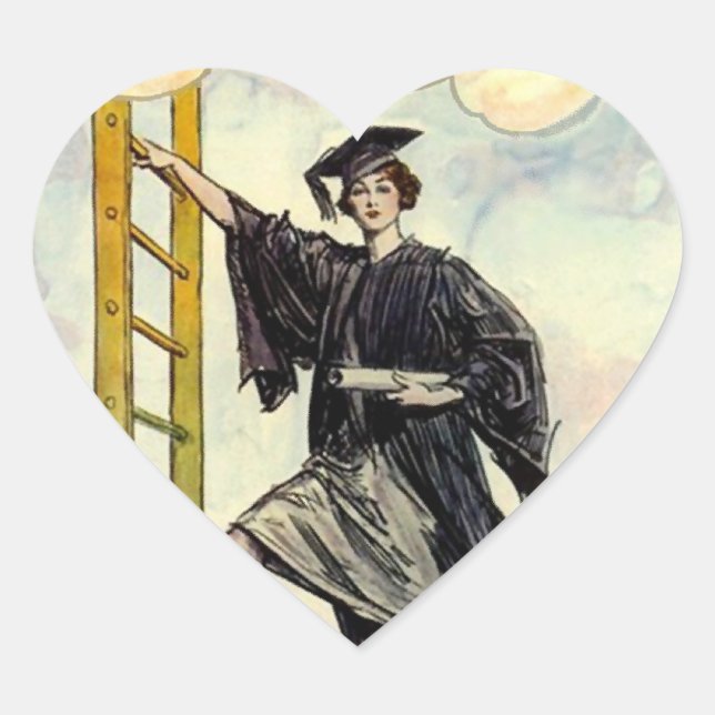 STICKERSGraduation Lady Ladder of Success Heart Heart Sticker (Front)
