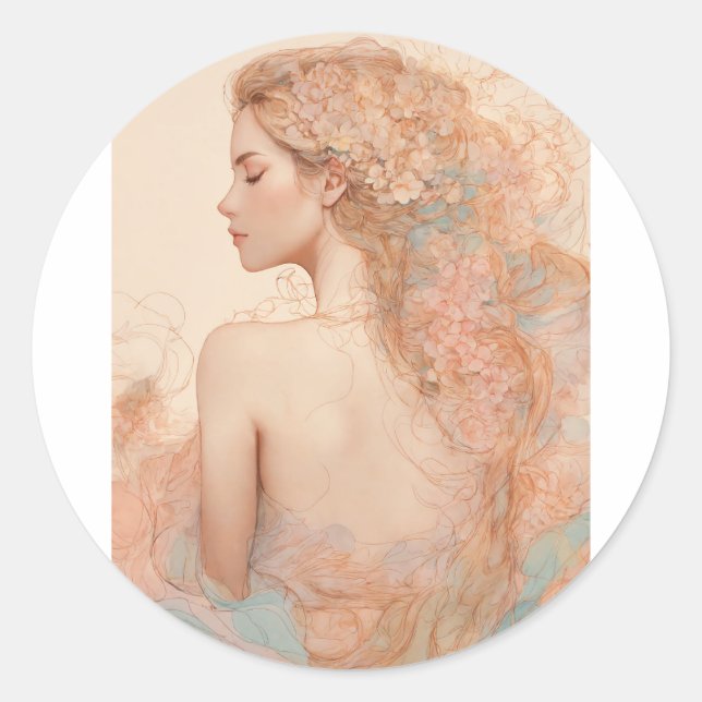 StickerWhimsy in Bloom" Classic Round Sticker (Front)