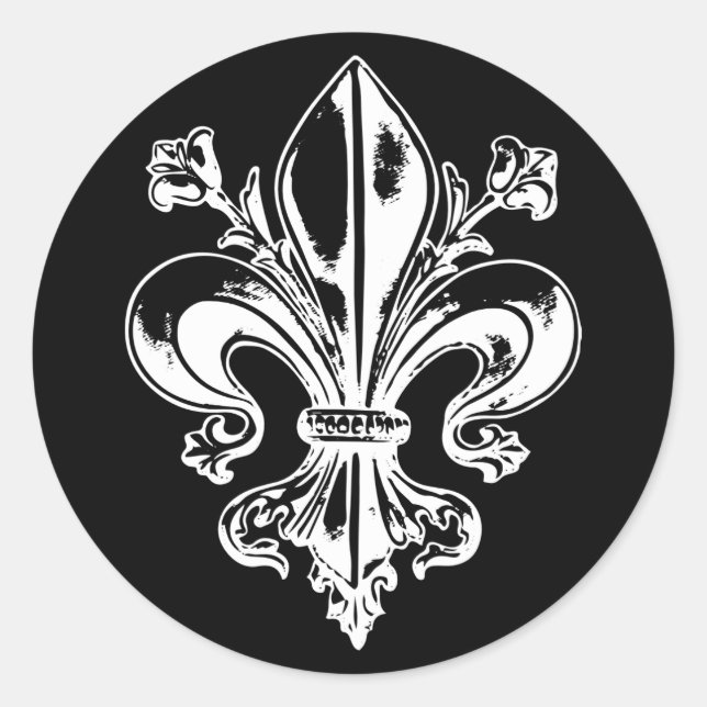 StickerX20 Fleur de lys français antique metal Classic Round Sticker (Front)