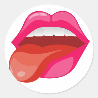 Sticking out the tongue classic round sticker