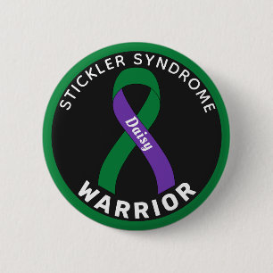 Stickler Syndrome Warrior Ribbon Black Button