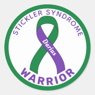 Stickler Syndrome Warrior Ribbon White Classic Round Sticker