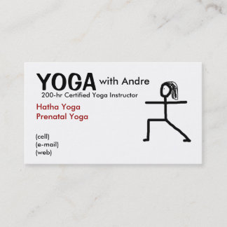 stickman3, YOGA, with Andre, Certified Yoga Ins... Business Card