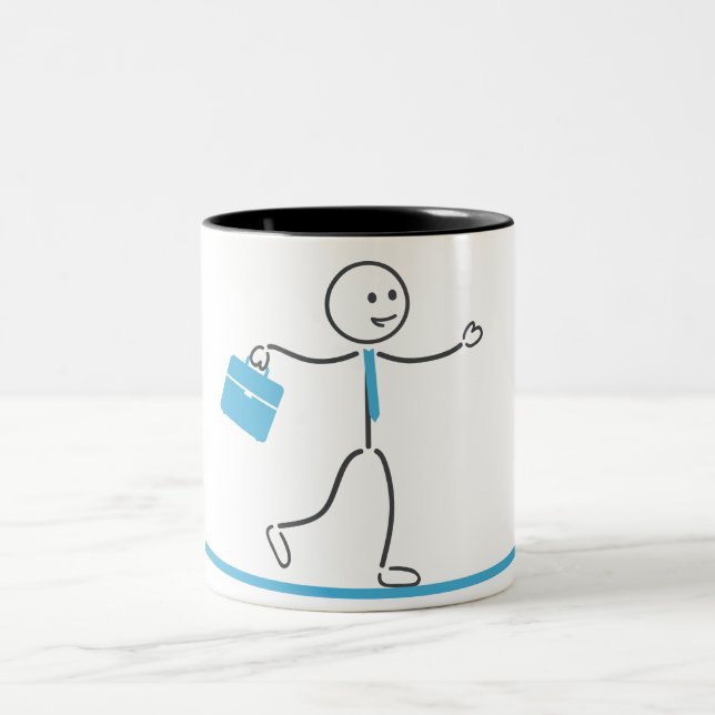 Stickman Employee Walking Design Mug (Center)