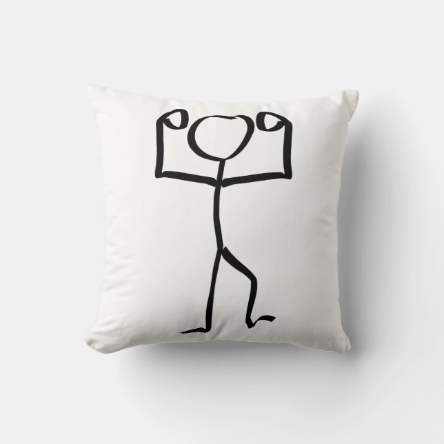 Stickman Figure Winner Illustration, One Line Art  Cushion (Front)