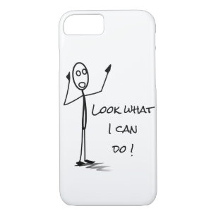 Stickman funny on phone Black white iPhone 8/7 Case