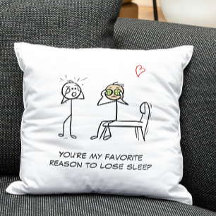 Stickman Humour Quote Facial Funny Valentines Day Cushion