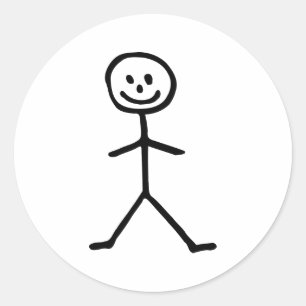 Stickman man classic round sticker