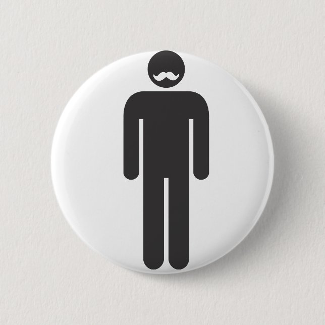 Stickman Moustache 6 Cm Round Badge (Front)