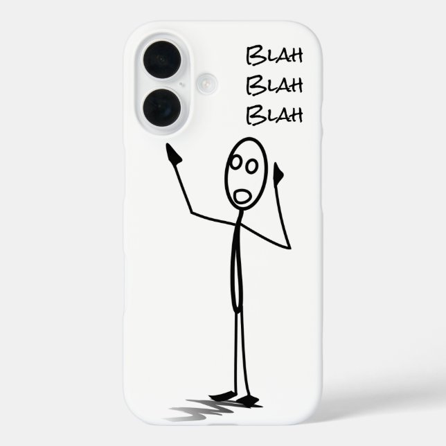 Stickman on phone funny Black and white blah blah Case-Mate iPhone Case (Back)