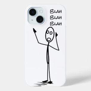 Stickman on phone funny Black and white blah blah iPhone 15 Case