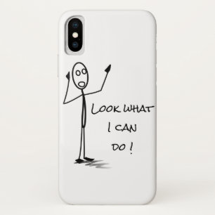 Stickman on phone funny Black and white iPhone X Case