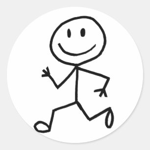 Stickman Runner Classic Round Sticker