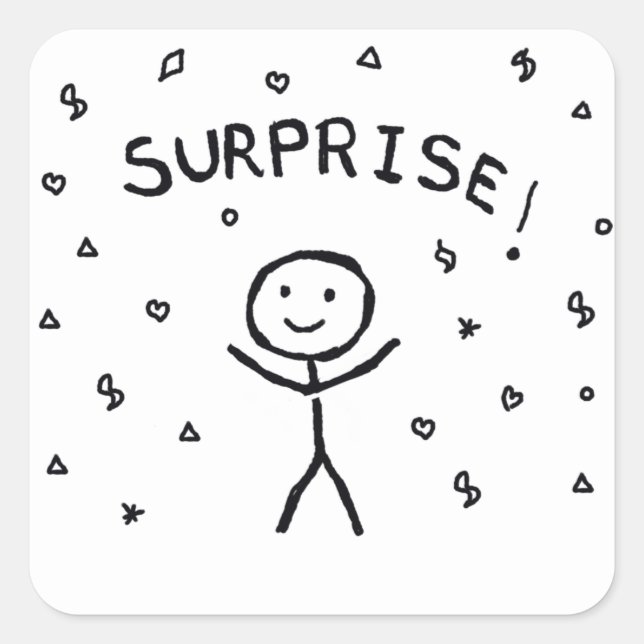 Stickman - Surprise! Square Sticker (Front)