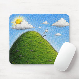 Stickman Walking Downhill Mouse Mat