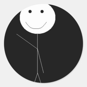 Stickman Waving Classic Round Sticker