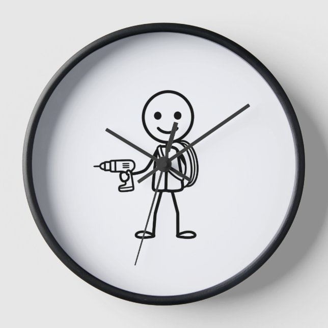 Stickmen At Work - The Electrician Clock (Front)