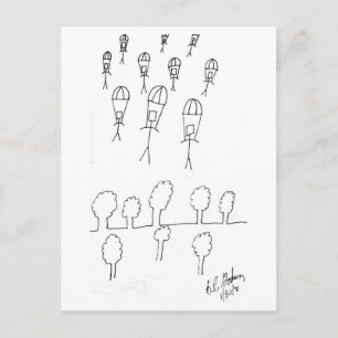 stickmen attack postcard