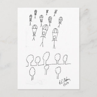 stickmen attack postcard