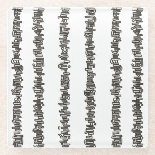 Sticks And Stones-Black And White Modern  Glass Coaster