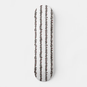 Sticks and Stones-Black, White and Red Stripes Skateboard