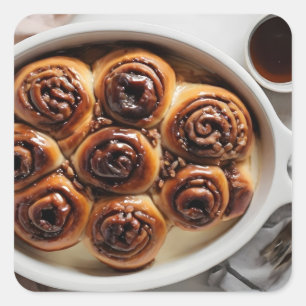 sticky buns in dish square sticker
