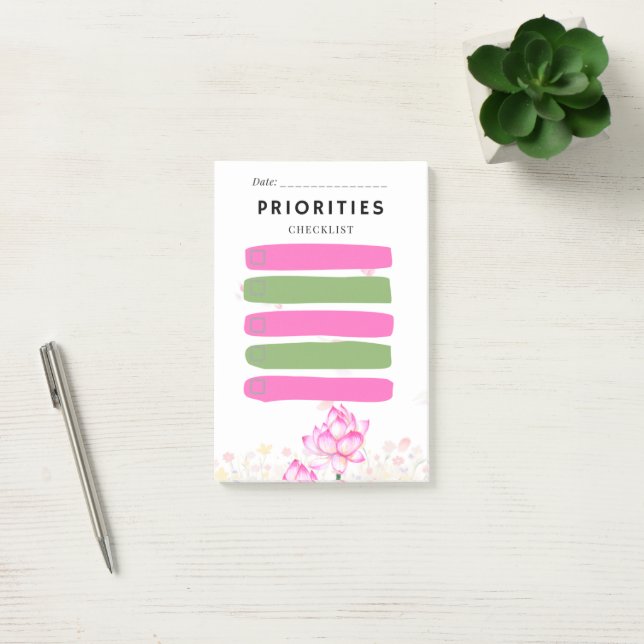 Sticky Note PRIORITY Checkbox Pink Lily (Office)