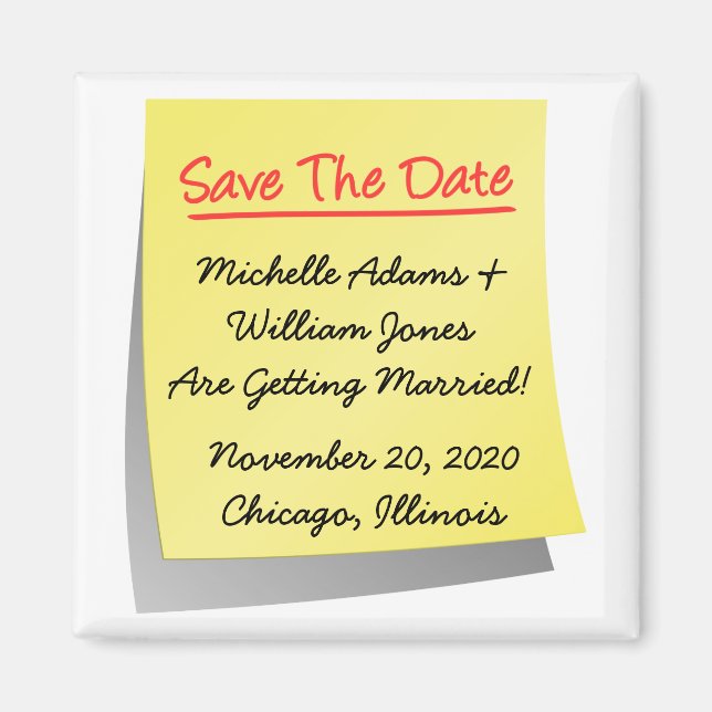 Sticky Note Save The Date Magnet (Front)