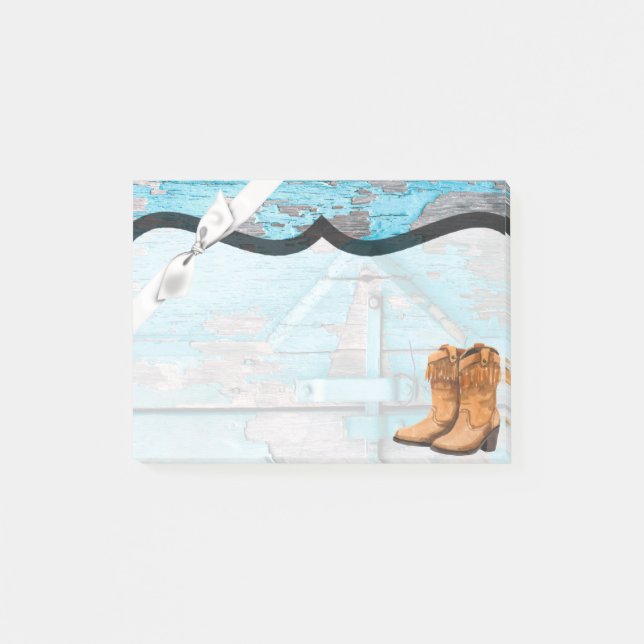 Sticky Notes Blue Wood Barn Door Boots Country Rus (Front)