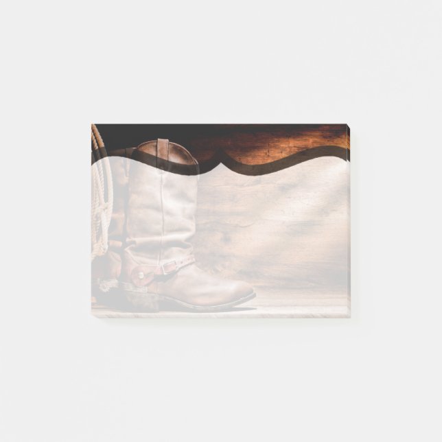 Sticky Notes Cowboy Boots Barn Wood Rustic Country (Front)