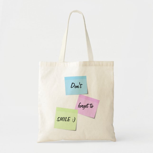 Sticky notes Cute pastel colours Smile text Tote Bag (Front)